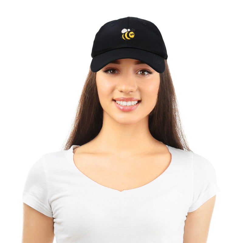 DALIX Bumble Bee Baseball Cap Dad Hat Embroidered Womens Girls in Black - Image 5